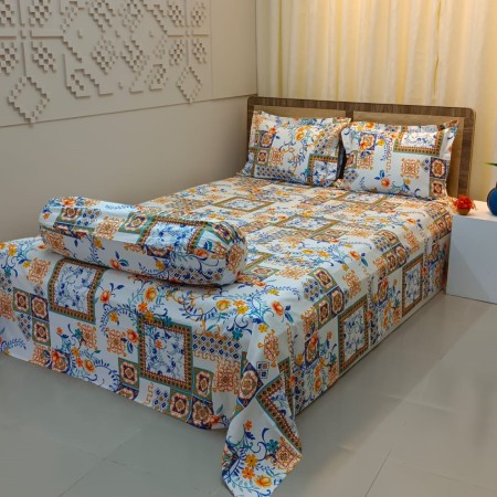 Premium King Size Cotton Bedsheet Set (3 Pieces) – BR-10