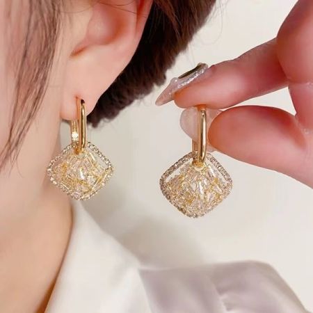 Golden Sparkle Zircon Earrings -138